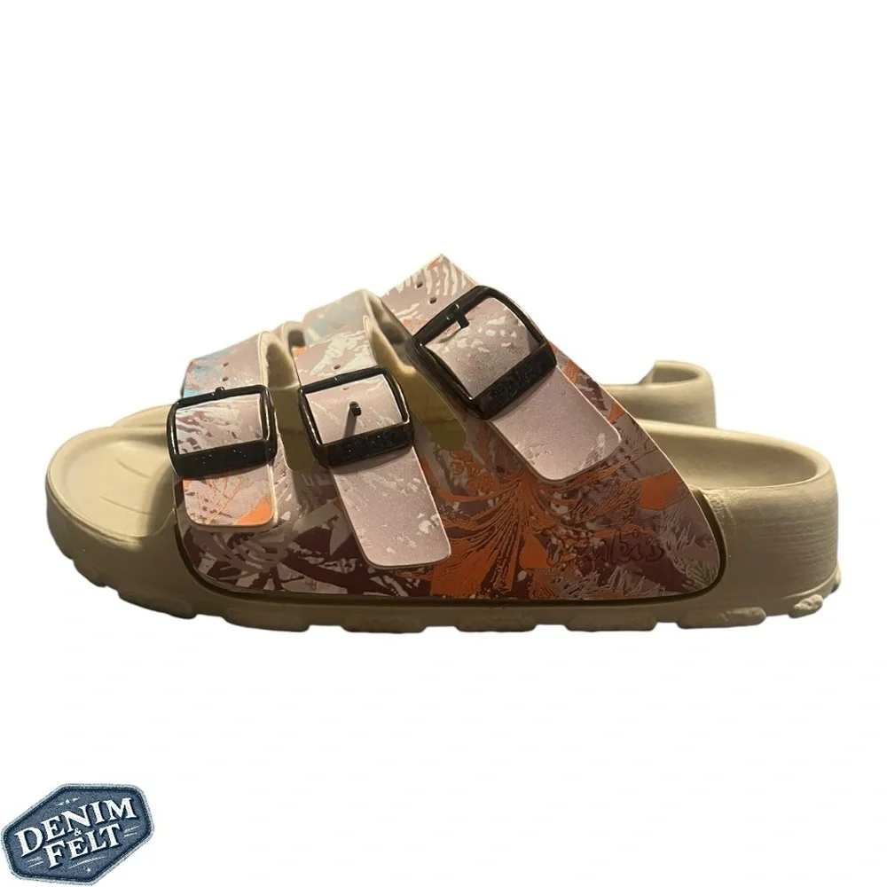 Birkenstock/ Birkis Kids/Boys Tan/Blue Sansibar Slides/Skip On Sandals | NEW/NWT